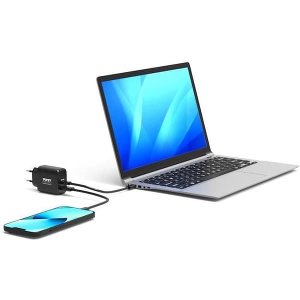 GaN USB-C & USB-A väggladdare - PORT DESIGNS - 902104EU - 65 W - Svart