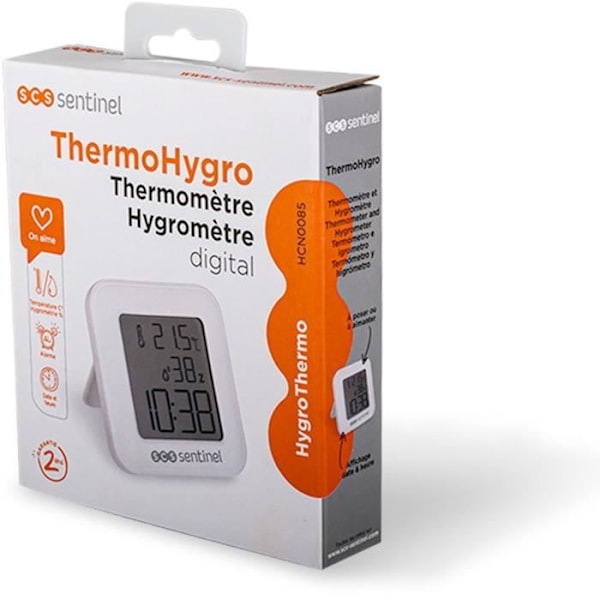 Termometer-hygrometer - SCS SENTINEL - ThermoHygro - Inomhus - Visar tid, larm, luftfuktighet, temperatur