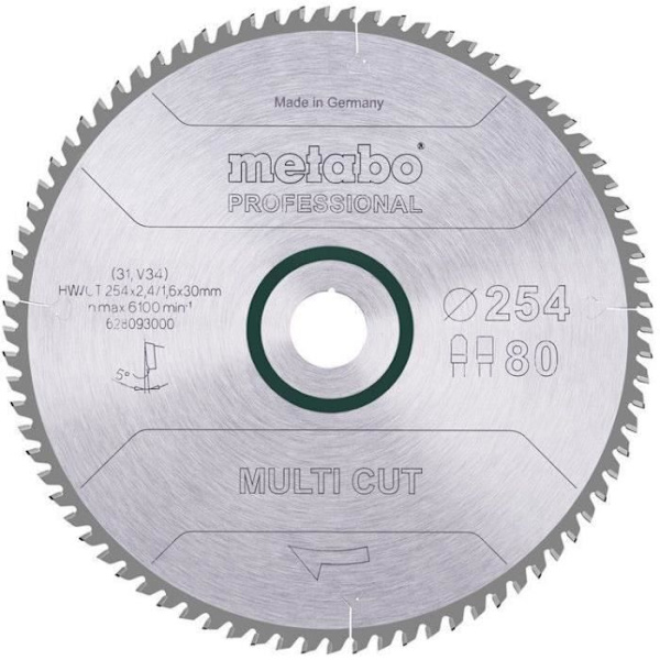 Pro cirkelsågblad - METABO - Multi Cut HW/CT 254x30.80FZ/TZ 5°