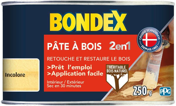 2-i-1 Naturligt Träspackel - BONDEX - 250g