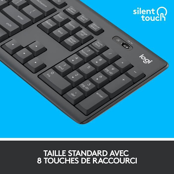 LOGITECH - Tangentbordskombination - Trådlös mus och tyst - MK295