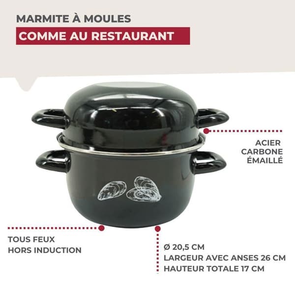 Set med 2 musselkrukor - FACKELMANN - Emaljerad - 20,5 x 26 x 17,5 cm