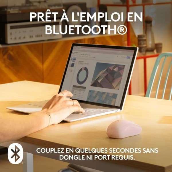 Logitech M240 Mus Bluetooth, trådlös, kompakt, bärbar, flytande övervakning - rosa