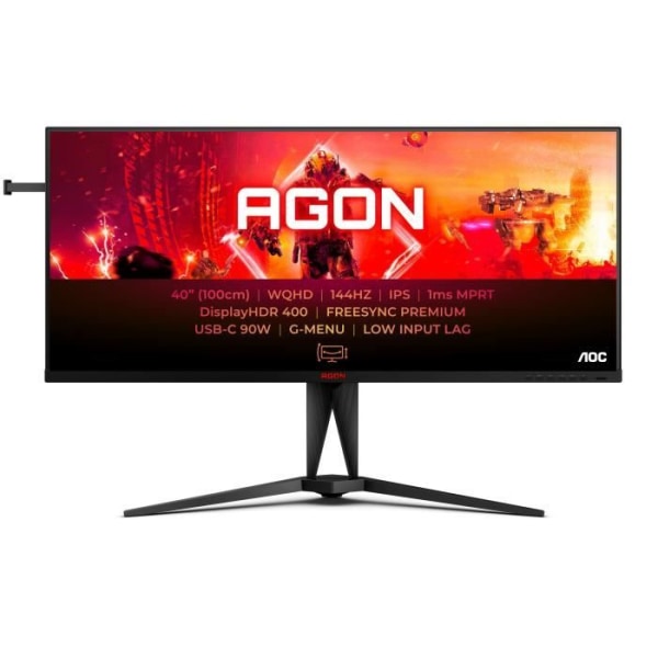 PC Gamer-skärm - AOC - AG405UXC - 40 IPS UWQHD 1ms 144Hz HDMI DP USB-C HP Pivot Höjdjusterbar Freesync Premium HDR 400