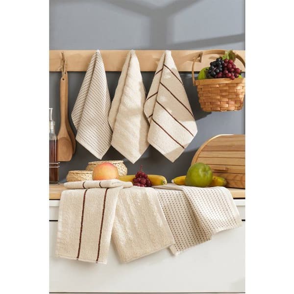 Set med 6 badhanddukar - 30 x 50 cm - Beige