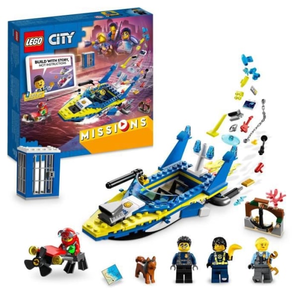 LEGO City 60355 polisdetektiver vattenuppdrag, interaktiv leksak med båt
