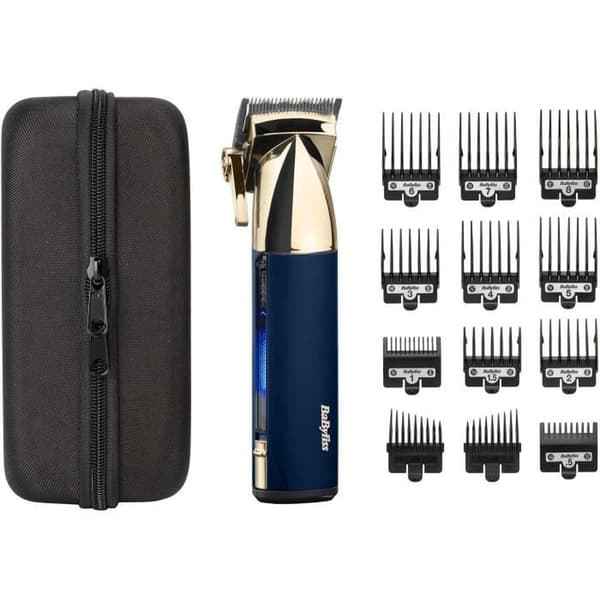 Sladdlös hårklippare - BABYLISS - E992E Super-X Metal - 3 timmars batteritid - Guld & Marinblå Utgåva