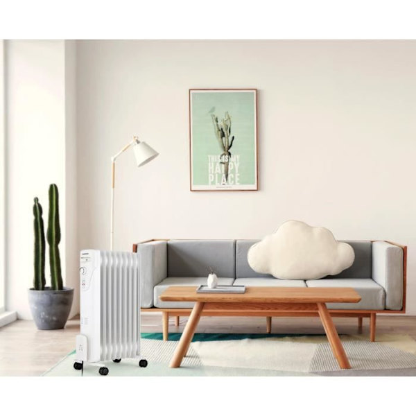 Elektriskt oljebadradiator - 2000 watt - Oceanic - 3 Powers - 9 Elements - Mobile - White