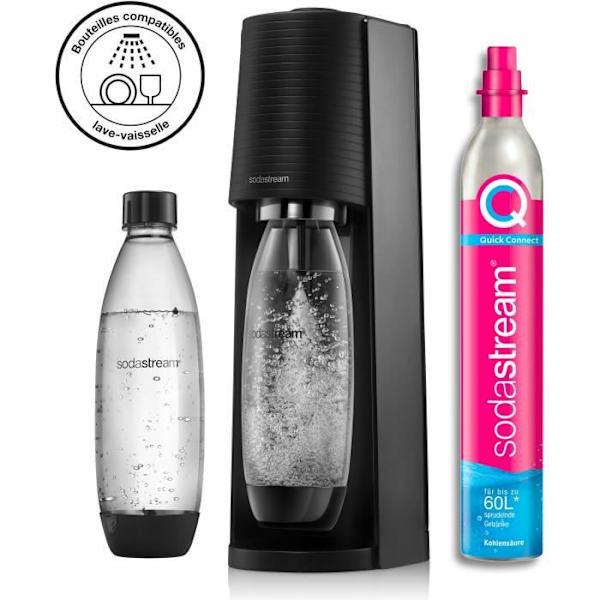 SODASTREAM TERRANLV - TERRA Black Machine Pack 2 LV-flaskor + 1 CQC utbytescylinder