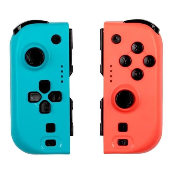 Joypads - Nintendo Switch och Switch OLED - KONIX - 8 timmars batteritid - Vibrationsfunktion - Blå och röd