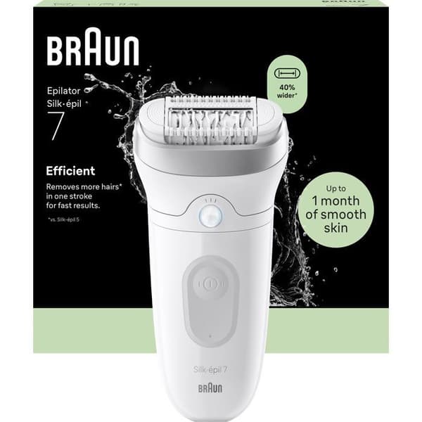 Elektrisk epilator - BRAUN - SE7-011 - 2 lägen - 40 min - Vattentät - Vit