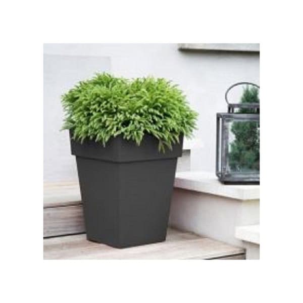 EDA Medium kvadratisk toskansk blomkruka - 39 x 39 x H 53 cm - 51 L - Antracitgrå