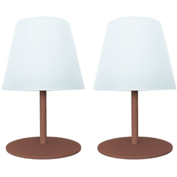 Set med 2 sladdlösa bordslampor - LUMISKY - TWINS - Terrakotta - H16 cm - LED