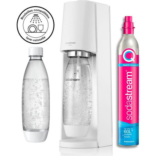 SODASTREAM TERRABILV - Vit TERRA maskin Pack 2 LV flaskor + 1 CQC utbytescylinder