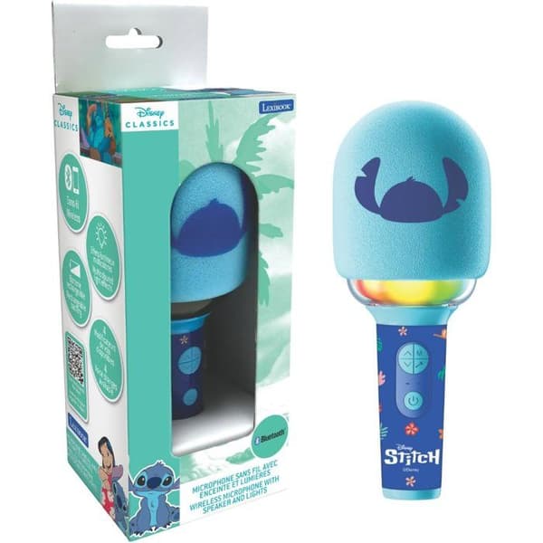 Lexibook - Karaoke Stitch Microphone - 3 lägen och 4 rösteffekter - USB-C-laddning - Bluetooth trådlös