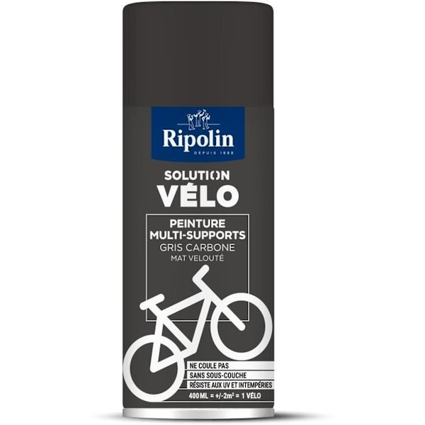 RIPOLIN Solution Vélo sprayfärg i grå kolfärg matt, multi-surface aerosol 400 ml grå 400 ml