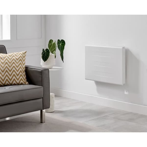 Fast elektrisk radiator med torrtröghet - Dubbel värmekärna - 1000 W - OCEANIC - Mattvit - NF