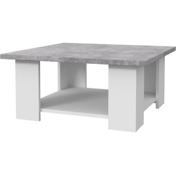 PILVI Soffbord - Vit och ljusgrå betong - L 67 x D 67 x H 31 cm
