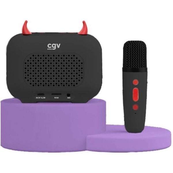 Karaoke kit / Bluetooth-högtalare och trådlös mikrofon - Allmänna villkor - DIABLO, Magiska rösteffekter, 8 timmars batteritid, USB-laddning
