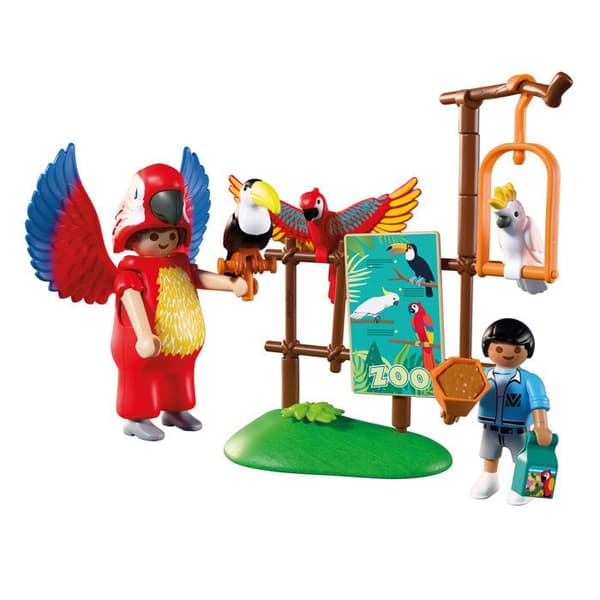 Playmobil 72074 Zoo: Färgglad papegojamaskot och barn