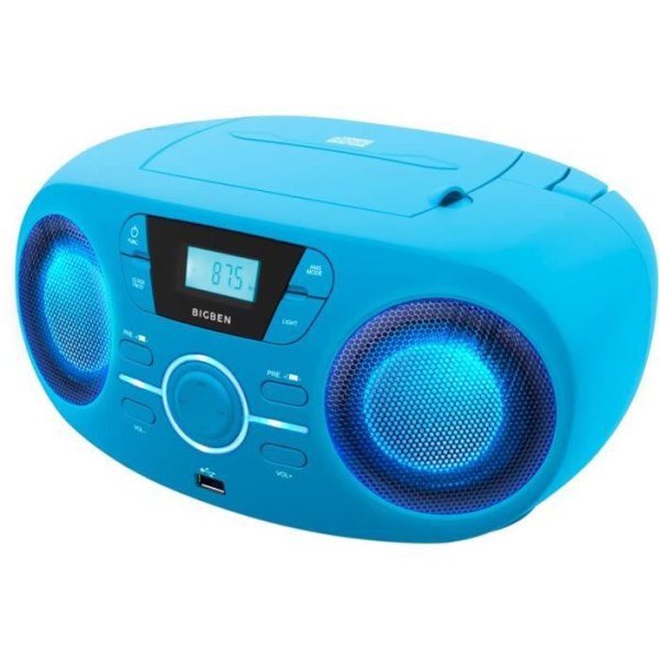BIGBEN CD61BLUSB bärbar radio Cd usb blå + lysande högtalare