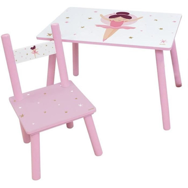 FUN HOUSE Dansare Ballerinabord H 41,5 cm x B 61 cm x D 42 cm med stol H 49,5 cm x B 31 cm x D 31,5 cm - För barn