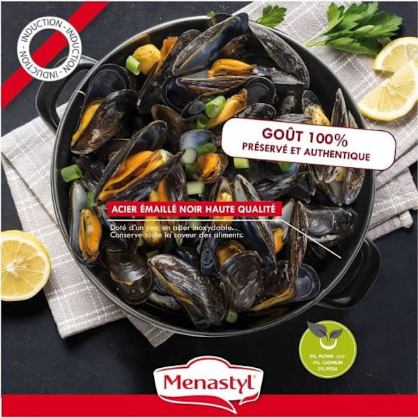 Musselgryta - MENASTYL - 3645562 - Emaljerat stål - Röd - 18 cm - 2,7 liter - Lämplig för alla spishällar inklusive induktion