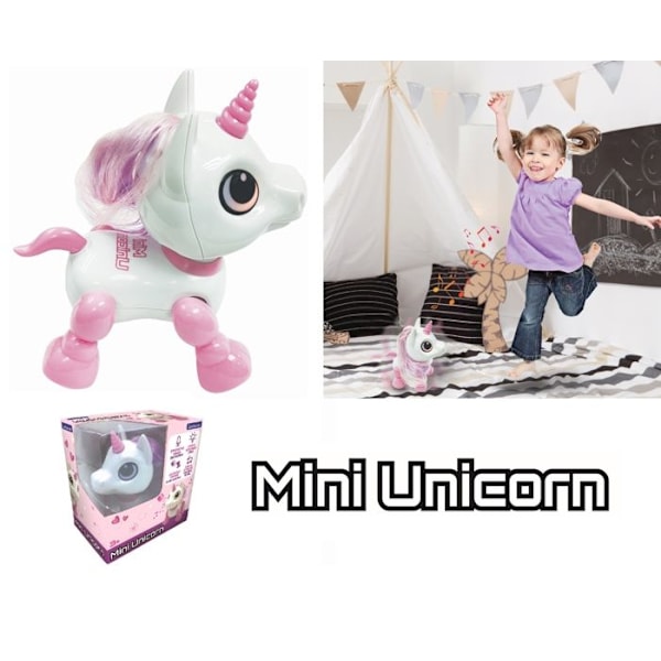 Power Unicorn Mini - Robot enhörning med ljus- och ljudeffekter, handklickkontroll, upprepa