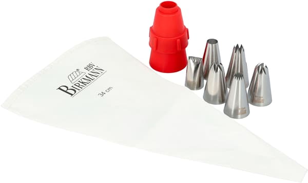 Spritspåse - BIRKMANN - EASY BAKING - Tyg - Innehåller 6 spritsar + 1 adapter - 9 x 14,5 x 5,7 cm