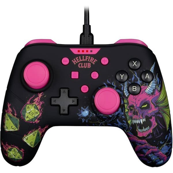 Gamepad - Nintendo Switch, Switch 2 och PC - Stranger Things - Kabelansluten - Svart och Rosa - Vibrationsfunktion - 3m Kabel - Konix