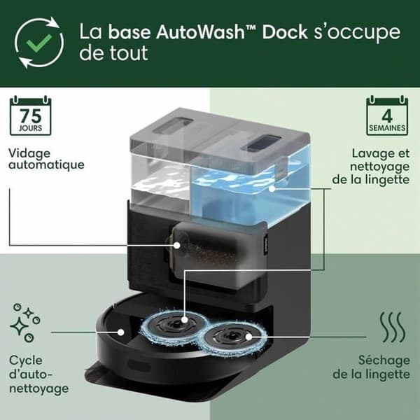 iRobot Roomba Plus 405 Combo robotdammsugare & matt-/golvtvätt i svart med AutoWash bas Svart