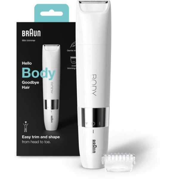 Braun Body Mini BS1000 Elektrisk kroppstrimmer för män och kvinnor - våt och torr - mångsidig - vit