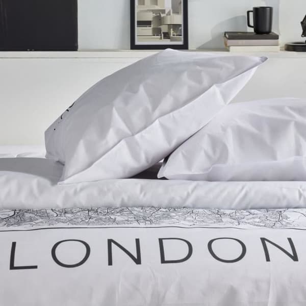 Sängkläder - IDAG - JAVA - 2 personer - 240x220 cm - Bomull - Londontryck - Vit