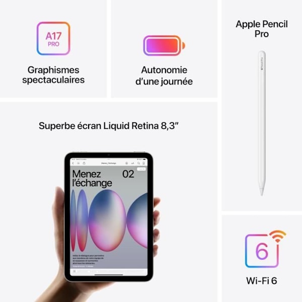 APPLE iPad mini (2024) - 8,3''- WiFi + mobil - 512 GB - Blå