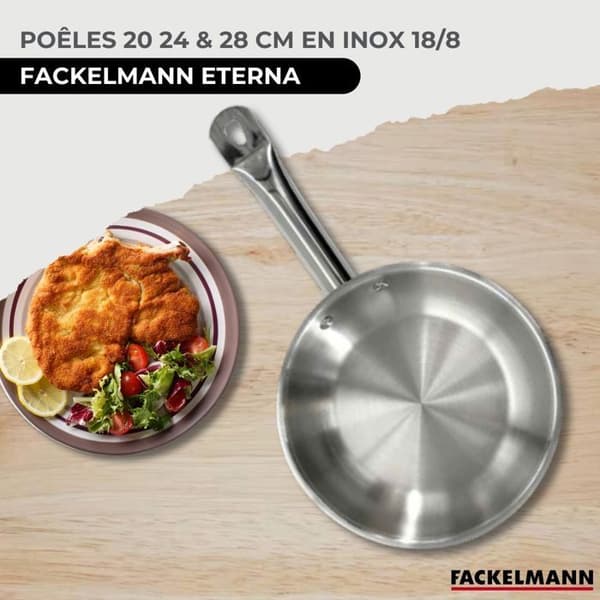 Set med 3 stekpannor 20, 24 och 28 cm i rostfritt stål Fackelmann Eterna