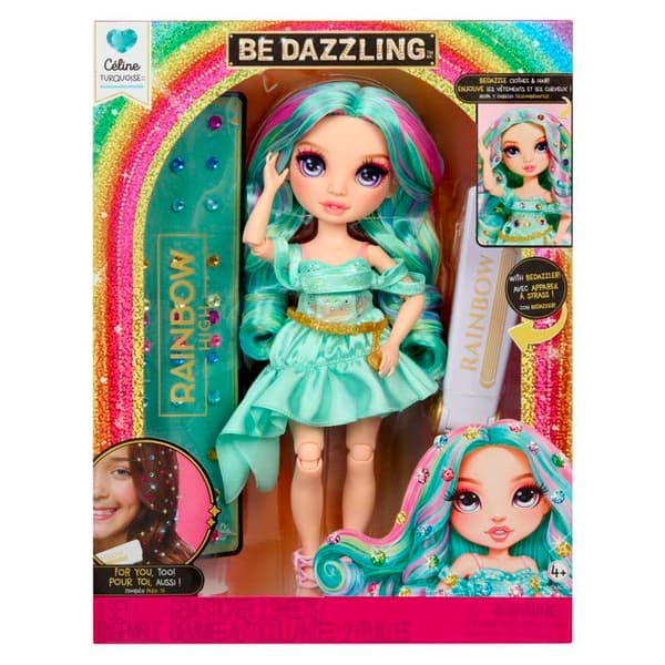 Rainbow High - Be Dazzling Modedocka - Celine Turkos - 28 cm - Gnistrande ädelstenar och tillbehör ingår