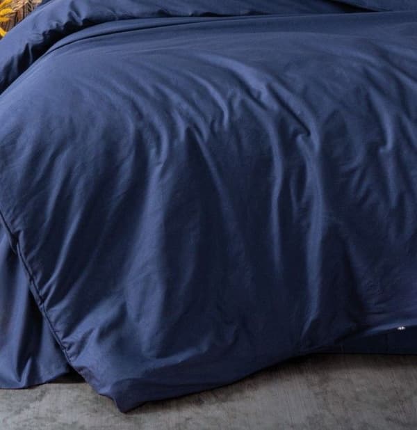 Bäddset - 1 påslakan 140 x 200 cm + 1 örngott 60 x 60 cm - 100 % förstärkt bomull - Mörkblå