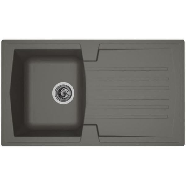 STRADOUR Inbyggt diskbänk 1 bricka + 1 Arena dränering - Harts - 86 x 50 cm - Betonggrå