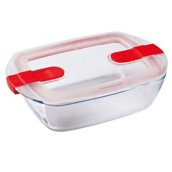 PYREX - COOK & HEAT - Rektangulär glaslåda med lock 23 * 15 cm