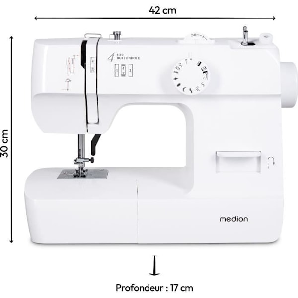 Symaskin - MEDION - SM 70 - 71W - 12 stygn - 700 rpm - LED - Vit