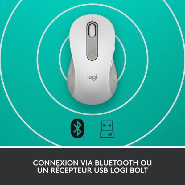 Logitech Signature M650 L trådlös mus - vänster - för stora händer, tyst, Bluetooth, programmerbara knappar - vit
