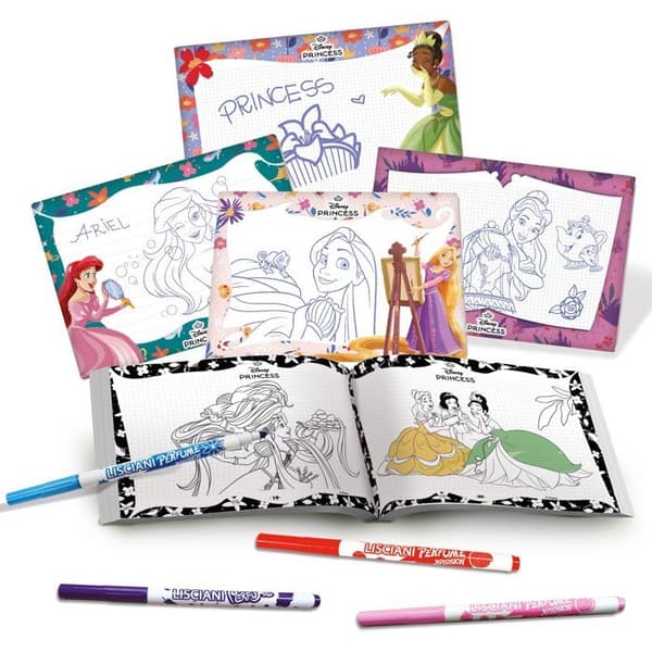Ritskola + Doftpennor - Prinsessor - LISCIANIGIOCHI - Ritkit - Raderbara tavlor - Från 4 år