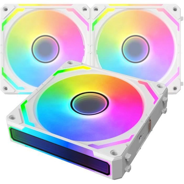 XIGMATEK - Starlink Ultra Arctic (Vit) - Pack 3 PC-fläktar - 3x120mm ARGB - 800-2000 RPM - <29,2 dBA - 68,5 CFM - Hub ingår