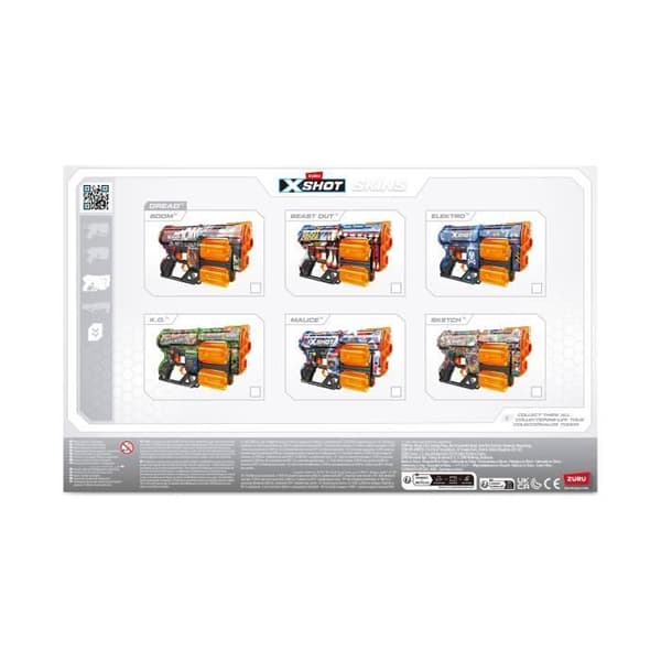 Dart Launcher - ZURU - X-SHOT Dread - Dual Rotating Barrel - 7 designs - 27 m räckvidd