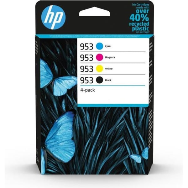 HP 953-paket med 4 originalbläckpatroner, svart / cyan / magenta / gul (6ZC69AE) för HP OfficeJet Pro 7700/8200/8700