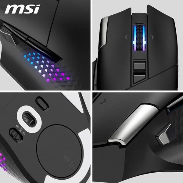 MSI VERSA PRO Trådlös Gamingmus - Bluetooth/2.4 GHz/USB - Laddningsdocka - Svart