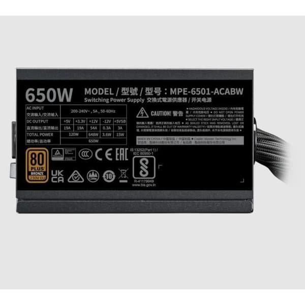 COOLER MASTER - MWE 650W V2 ATX 3.1 - PC-nätaggregat - 650 W