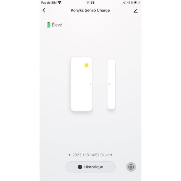 Konyks Senso Charge 2 - Batteridriven Wi-Fi-öppningsdetektor för dörrar och fönster, 1 års batteritid, Smartphone-aviseringar