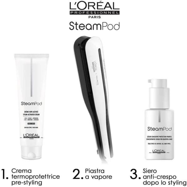 Professionell Steam Plattång - Bellissima - Steam Elixir - Keramisk platta + Arganolja + Skyddsfodral - 4 temperaturer