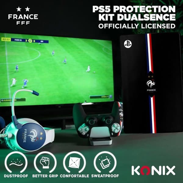 Skyddsfodral för DualSense PS5-kontroll - Konix - FFF - Silikon - Tumstöd - Svart